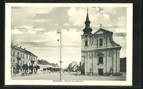 AK Göding / Hodonin, Kostel na námestí