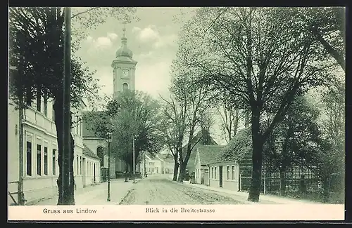 AK Lindow, Blick in die Breitestrasse