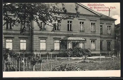 AK Neunkirchen, Herrenhaus im Stumm`schen Park, Gartenansicht