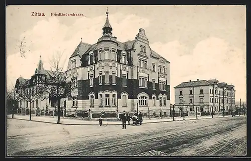 AK Zittau, Strasseneck Friedländerstrasse