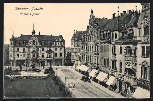 AK Dresden-Plauen, Restaurant zum Müller-Brunnen am Rathausplatz