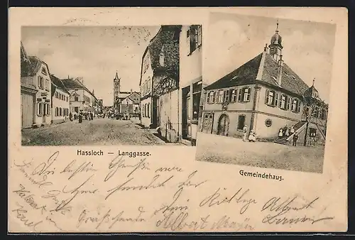 AK Hassloch, Langgasse und Gemeindehaus