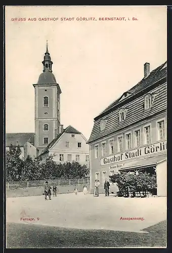 AK Bernstadt i. Sa., Gasthaus Stadt Görlitz