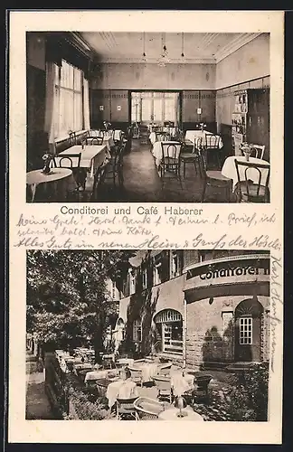 AK Zehlendorf-West, Café-Conditorei Fritz Haberer, Aussen- und Innenansicht, Lessingstrasse Ecke Kleiststrasse