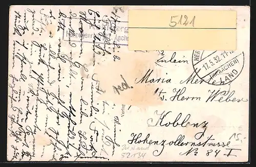 AK Herzogenrath-Strass, Ortsansicht mit Denkmal