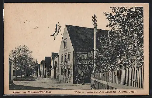 AK Dresden-Alt-Kaditz, Wein- und Bierschank Max Schneider, Restaurant