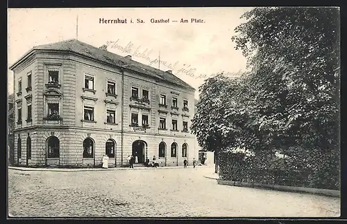 AK Herrnhut i. Sa., Gasthaus Am Platz