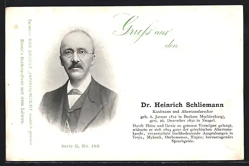 AK Porträt von Archäologe Dr. Heinrich Schliemann