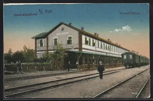 AK Sátoraljaujhely, Vasútállomás, Bahnhof