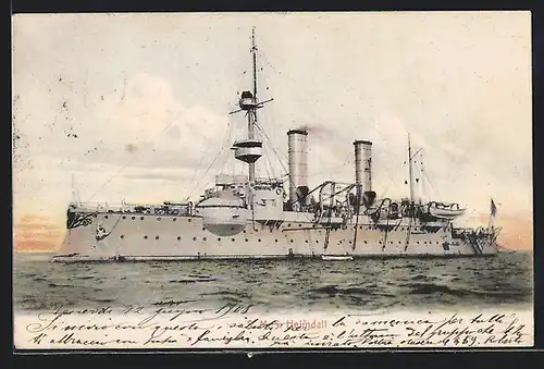 AK Kriegsschiff S.M.S. Heimdall auf hoher See