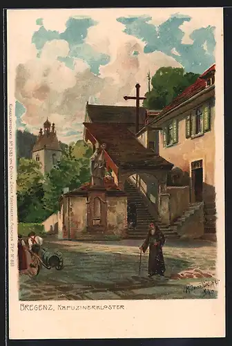 Künstler-AK Zeno Diemer: Bregenz, Eingang zum Kapuzinerkloster