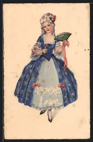 Künstler-AK Lia Döring: Junge Frau mit einem Fächer