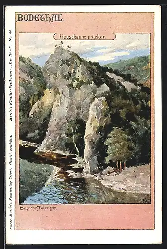 Künstler-AK H. Bahndorf: Idylle am Heuscheunenrücken im Bodethal