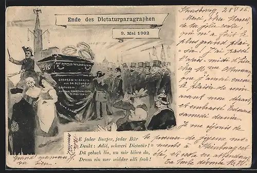 AK Trauerzug auf der Strasse, Ende des Dictaturparagraphen 1902