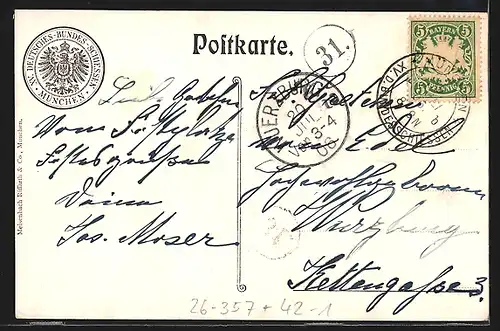 Künstler-AK München, XV. Deutsches Bundesschiessen 1906, Haupt-Portal zum Festplatz