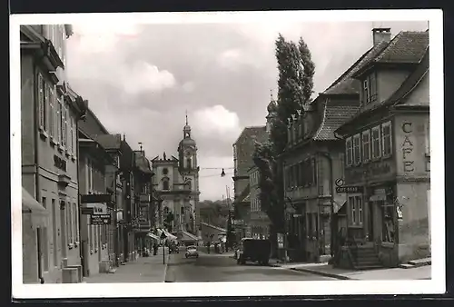 AK Neckarsulm, Markstrasse mit Cafe Raab