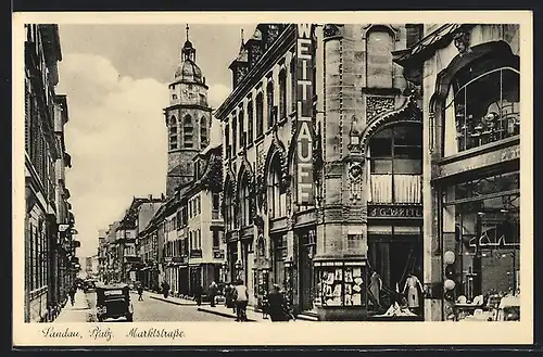 AK Landau /Pfalz, Marktstrasse mit Geschäften