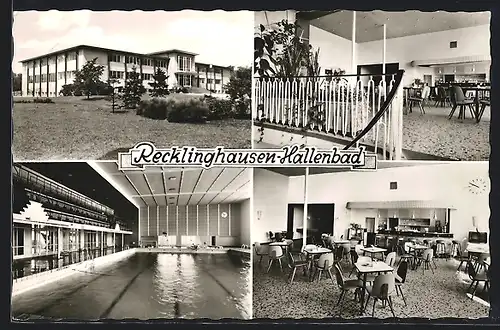 AK Recklinghausen, Hallenbad, Cafe, Aussenansicht