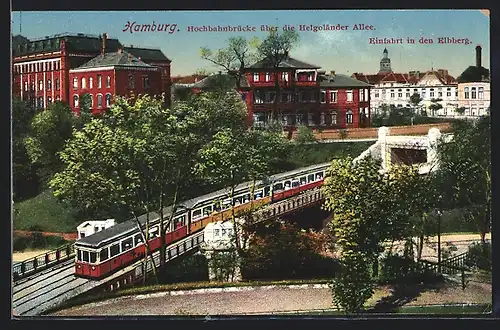 AK Hamburg-Neustadt, Hochbahnbrücke über die Helgoländer Allee, Einfahrt in den Elbberg, U-Bahn