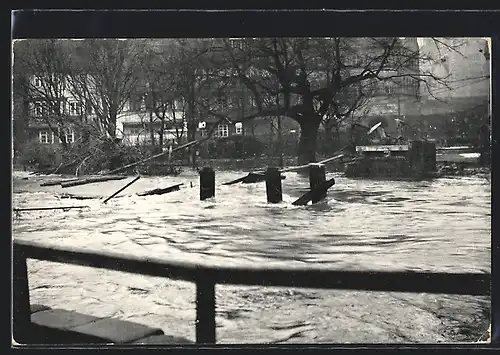 AK Nürnberg, Hochwasser 1909, Insel Schütt