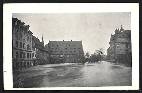 AK Nürnberg, Hochwasser 1909, Blick von der Museumsbrücke
