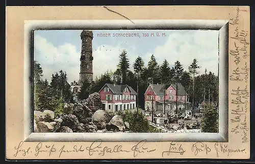 AK Hoher Schneeberg, Gasthaus mit Aussichtsturm