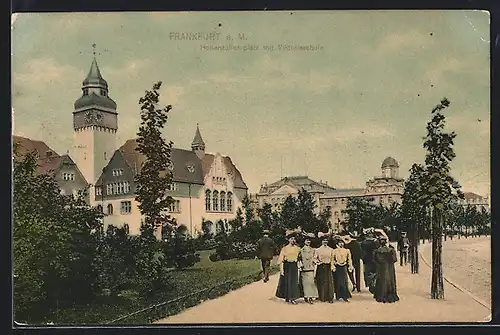 AK Frankfurt-Westend, Hohenzollernplatz mit Viktoriaschule