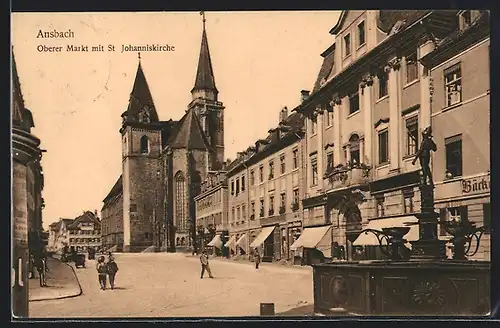 AK Ansbach, Oberer Markt mit St. Johanniskirche