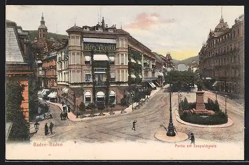 AK Baden-Baden, Hotel Victoria, Partie am Leopoldsplatz