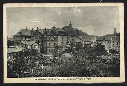 AK Siegburg, Blick auf Krankenhaus und Michaelsberg