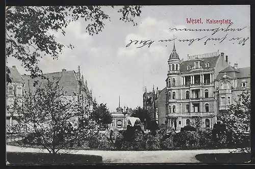 AK Wesel, Kaiserplatz mit Grünanlage