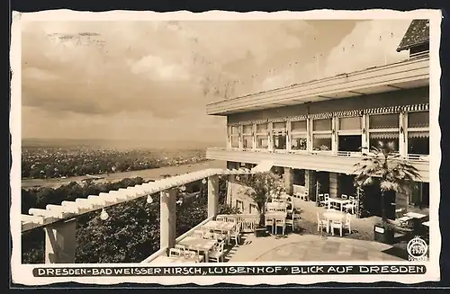 Foto-AK Walter Hahn, Dresden, Nr. 7934: Dresden, Bad Weisser Hrisch, Blick vom Luisenhof auf den Ort