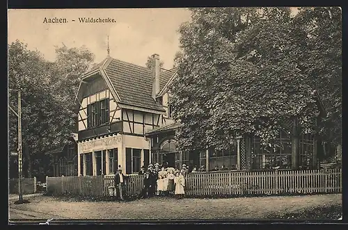 AK Aachen, Waldschenke mit Gästen