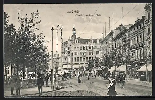 AK Aachen, Friedrich-Wilhelm-Platz mit Wiener Café