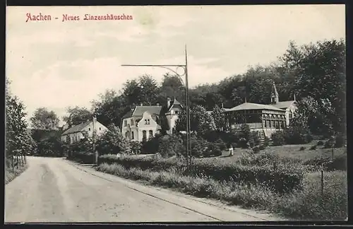 AK Aachen, Neues Linzenhäuschen mit Strasse