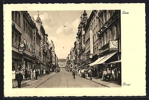 AK Gera, Strassenpartie mit Geschäften