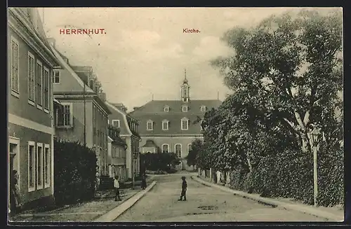 AK Herrnhut, Strasse zur Kirche