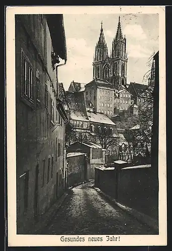 AK Meissen, Ortsansicht mit Blick nach Dom