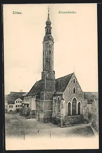 AK Zittau, Klosterkirche aus der Vogelschau