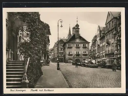 AK Bad Kissingen, Markt mit Rathaus