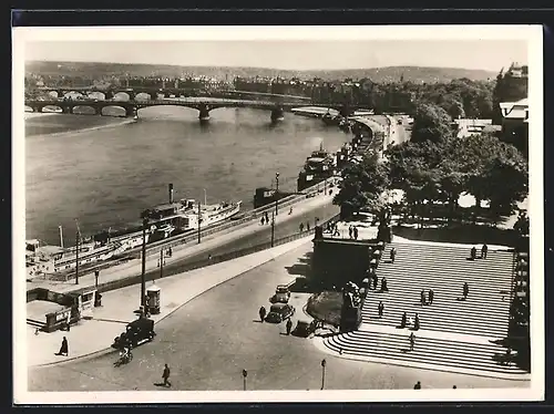 AK Dresden, Elbbild, Brühlsche Terrasse mit Treppe