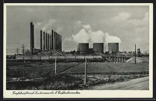AK Zschornewitz, Grosskraftwerk, von der Landstrasse gesehen