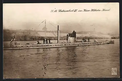 AK U-Boot U9 im Kaiser-Wilhelm-Kanal