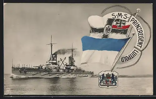 AK SMS Prinzregent Luitpold bei ruhiger See