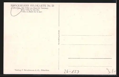 Künstler-AK Arnold Böcklin: Die Villa am Meer, Villa au Bord de la mer