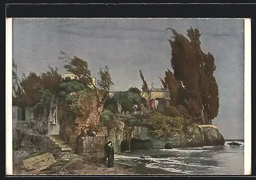 Künstler-AK Arnold Böcklin: Die Villa am Meer, Villa au Bord de la mer