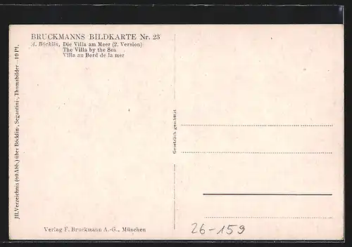 Künstler-AK Arnold Böcklin: Die Villa am Meer, Villa au Bord de la mer