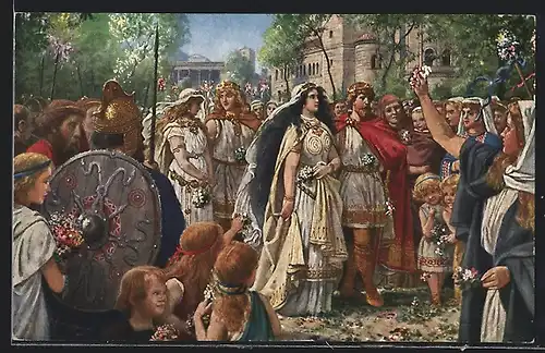 AK Hochzeit von Siegfried und Kriemhild und von Gunther mit Brunhild, Nibelungen