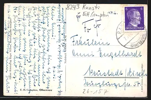 Künstler-AK Edward Harrison Compton: Obersee mit Gebirgspanorama im Sommer
