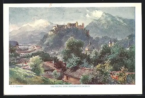 Künstler-AK Edward Theodore Compton: Salzburg vom Monzarthäuschen